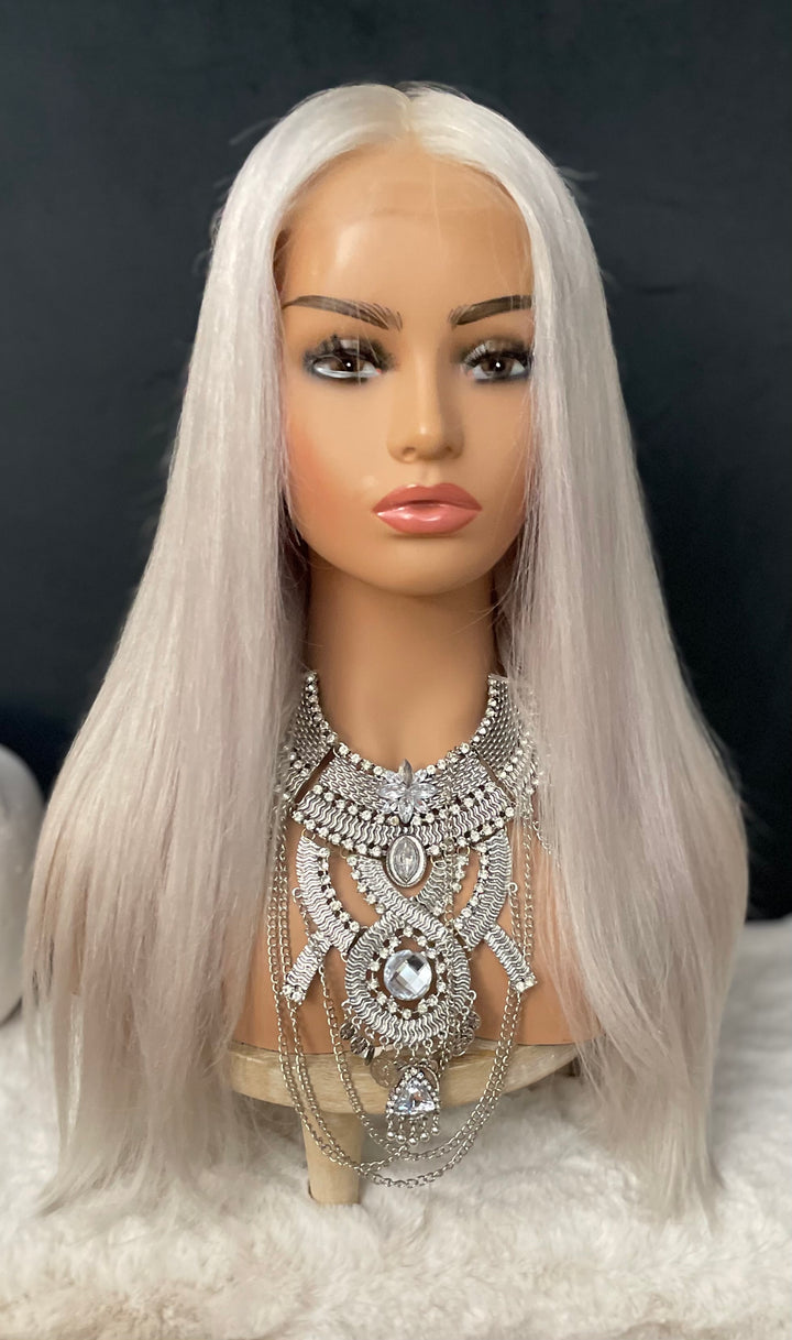 SILVANA - ICY WHITE BLONDE PREMIUM EUROPEAN LUXURY HAIR WIG - HD Lace Front - Invisible Knots - Natural Hairline