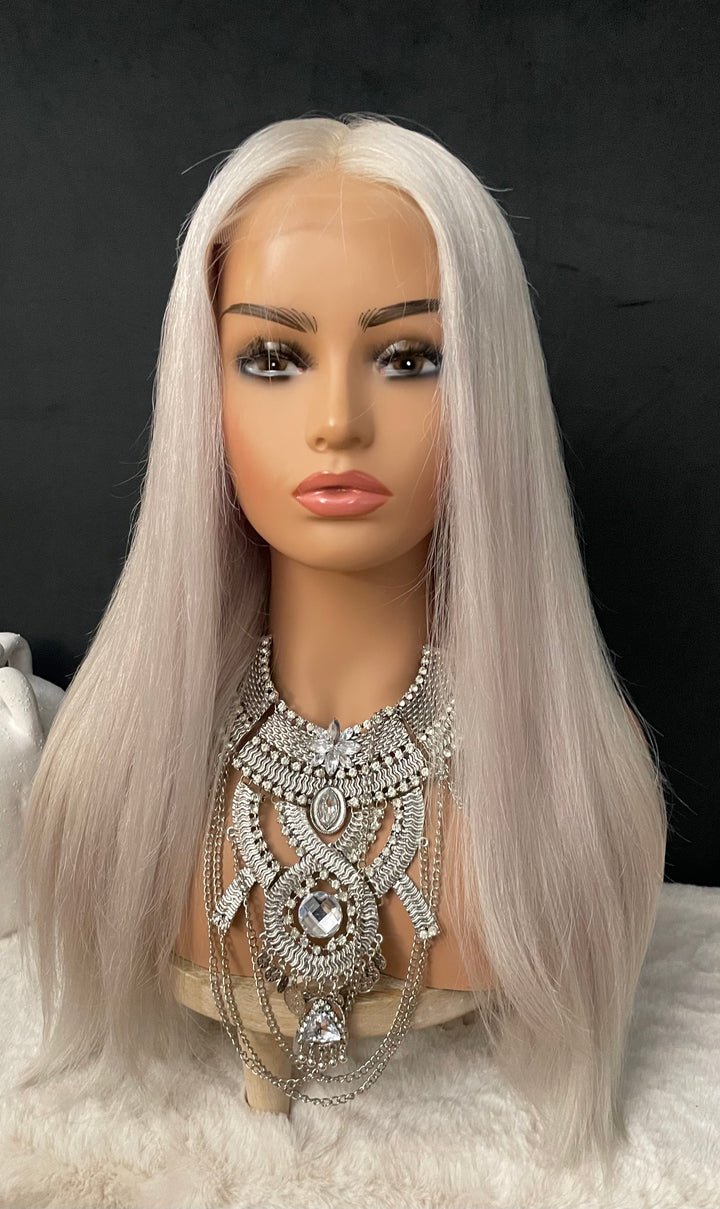 SILVANA - ICY WHITE BLONDE PREMIUM EUROPEAN LUXURY HAIR WIG - HD Lace Front - Invisible Knots - Natural Hairline