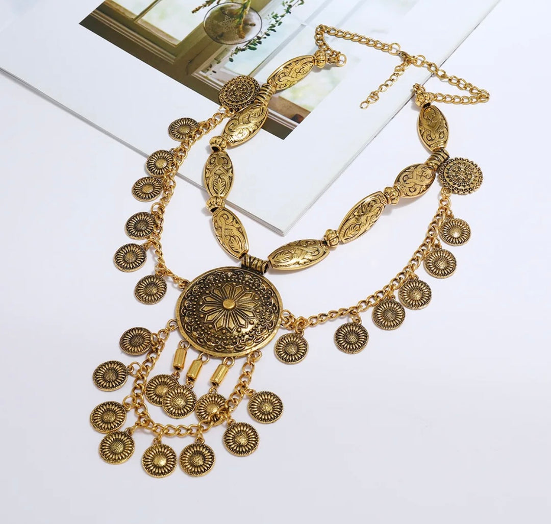 Gold Brass Bohemian Style Necklace