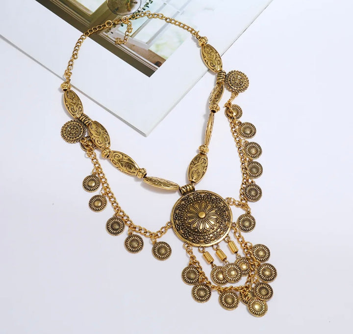 Gold Brass Bohemian Style Necklace