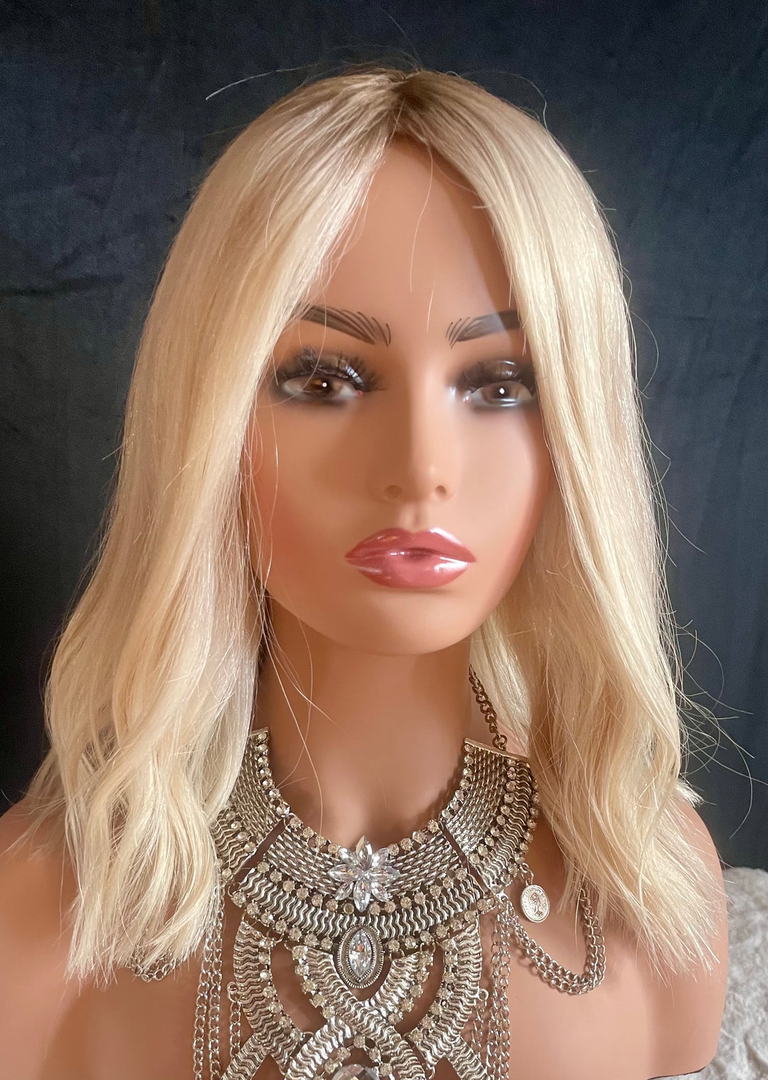 Fully Handtied Mono Top Wig - Light Blonde with Shadow Roots and Lowlights