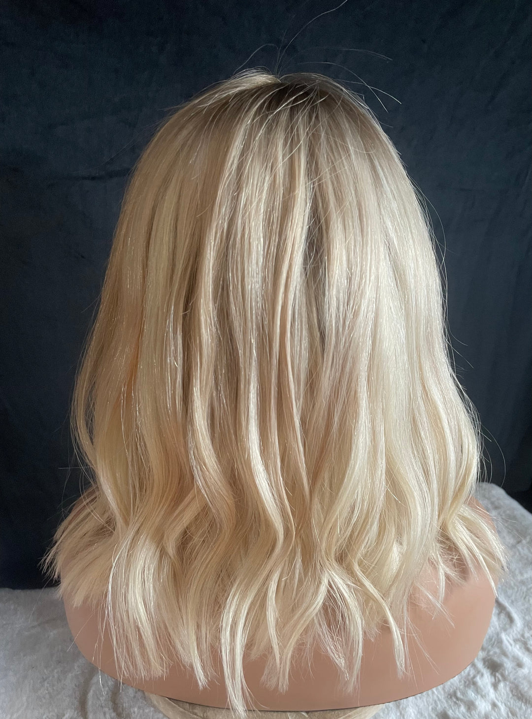 Fully Handtied Mono Top Wig - Light Blonde with Shadow Roots and Lowlights