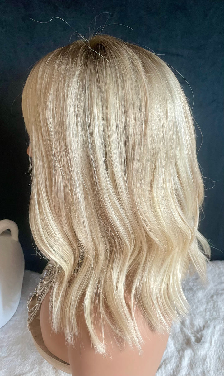 Fully Handtied Mono Top Wig - Light Blonde with Shadow Roots and Lowlights