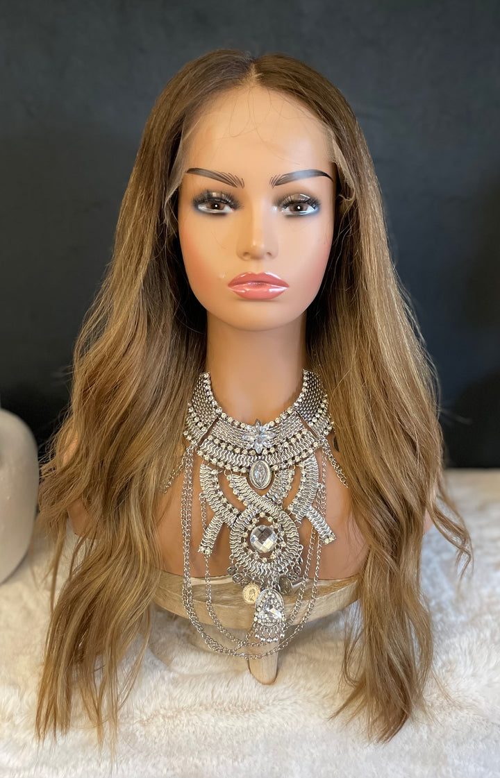 NADIA - Medium Brown and Dark Blonde Balayage Wig - HD Lace Front