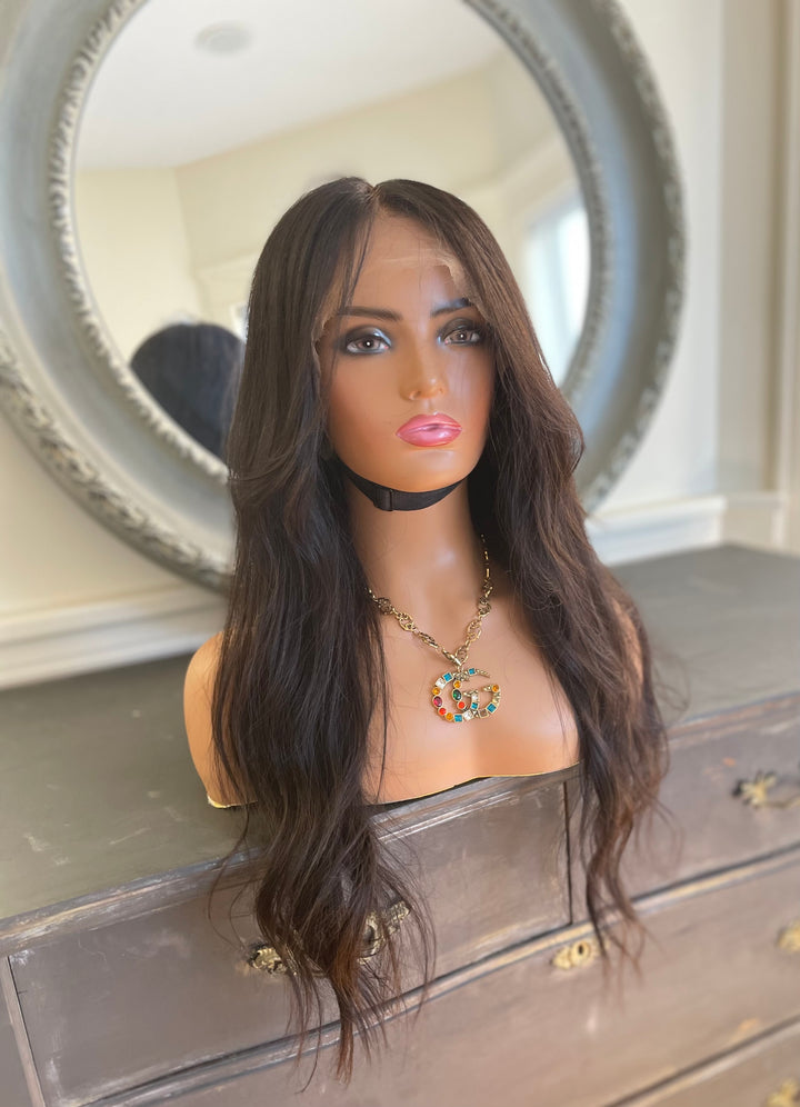 Magic Hair-Line Glue-Less Wigs Collection -  HD Lace Front Wig - Bleached Knots - Invisible Scalp Illusion - Dark Brown