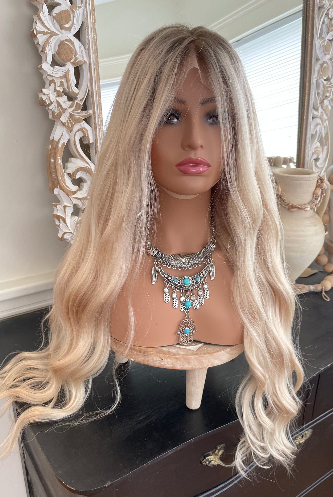 Gorgeous Platinum Blonde Wig with Shadow Roots - HD Lace Front