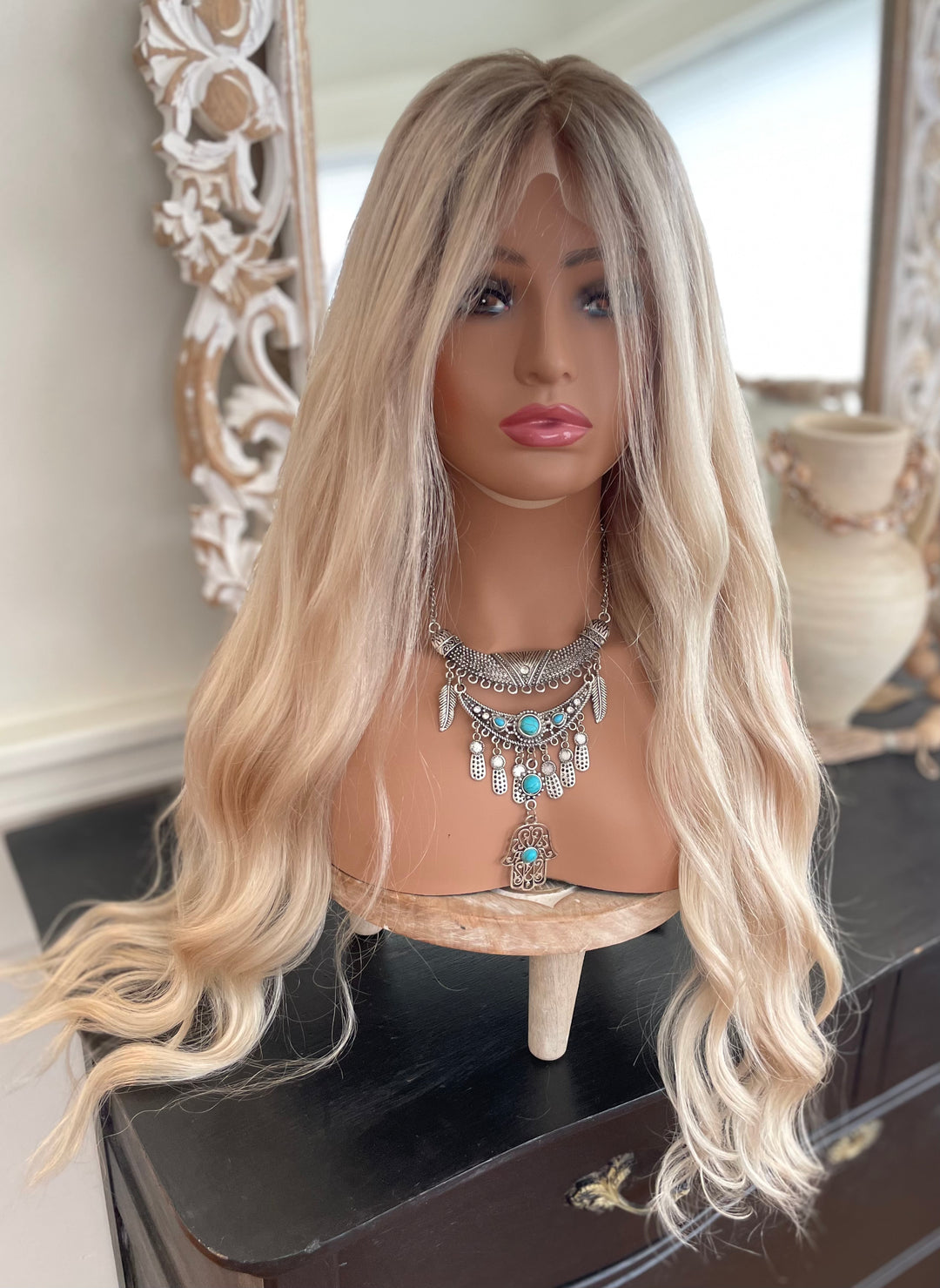 Gorgeous Platinum Blonde Wig with Shadow Roots - HD Lace Front